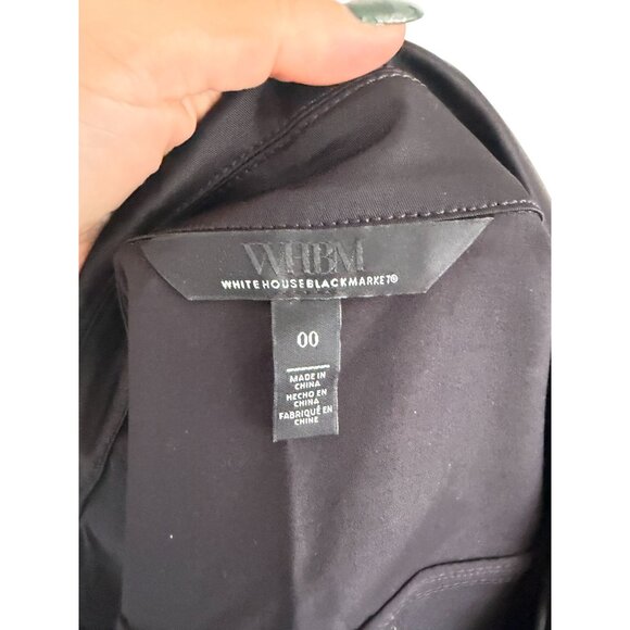 WHITE HOUSE BLACK MARKET WHBM Black Satin Finish Jacket Blazer Size 00 - Picture 6 of 6